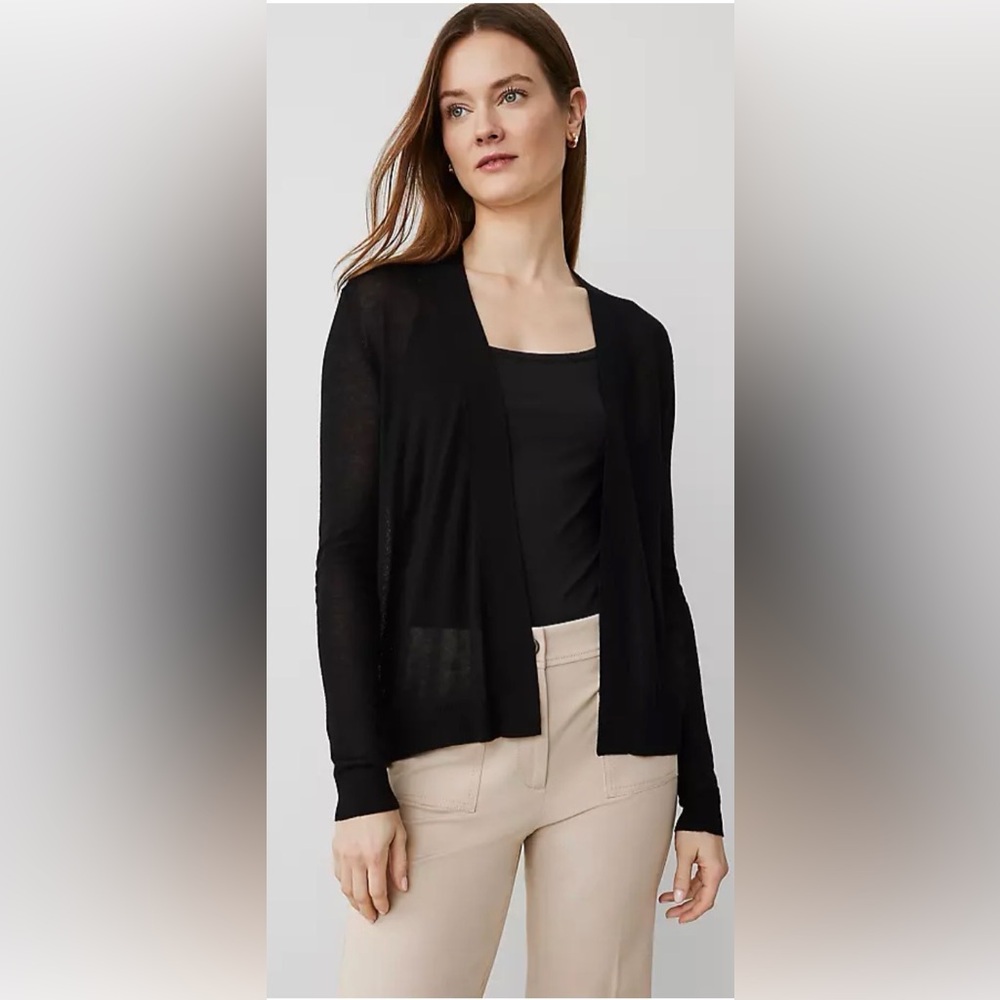 NWT Ann Taylor Lightweight Open Cardigan Black XS